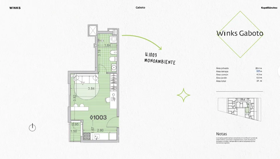Winks Gaboto Building - Studio Apartment · Unit 1003 in Palermo